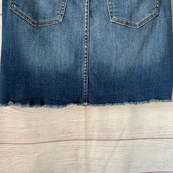 Harper Denim Blue Jean Skirt High Low Distressed Frayed Hem Size Medium - Picture 7 of 13